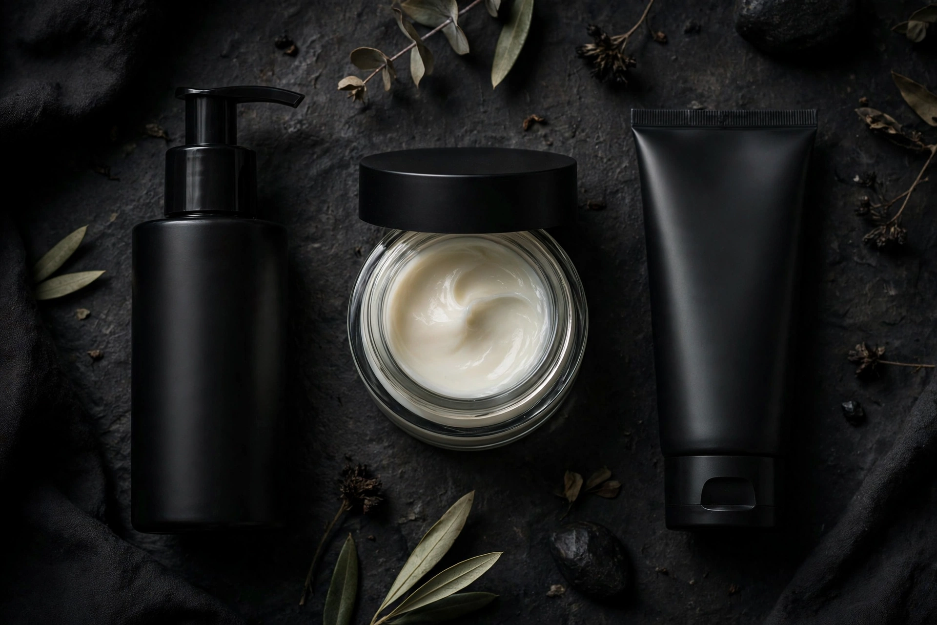 Men's skincare routine products for shaving and daily care