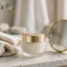 Woman applying eye cream gently