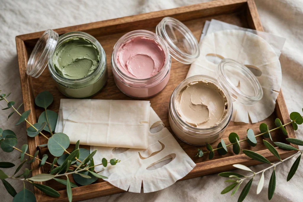 Clay face mask application illustration