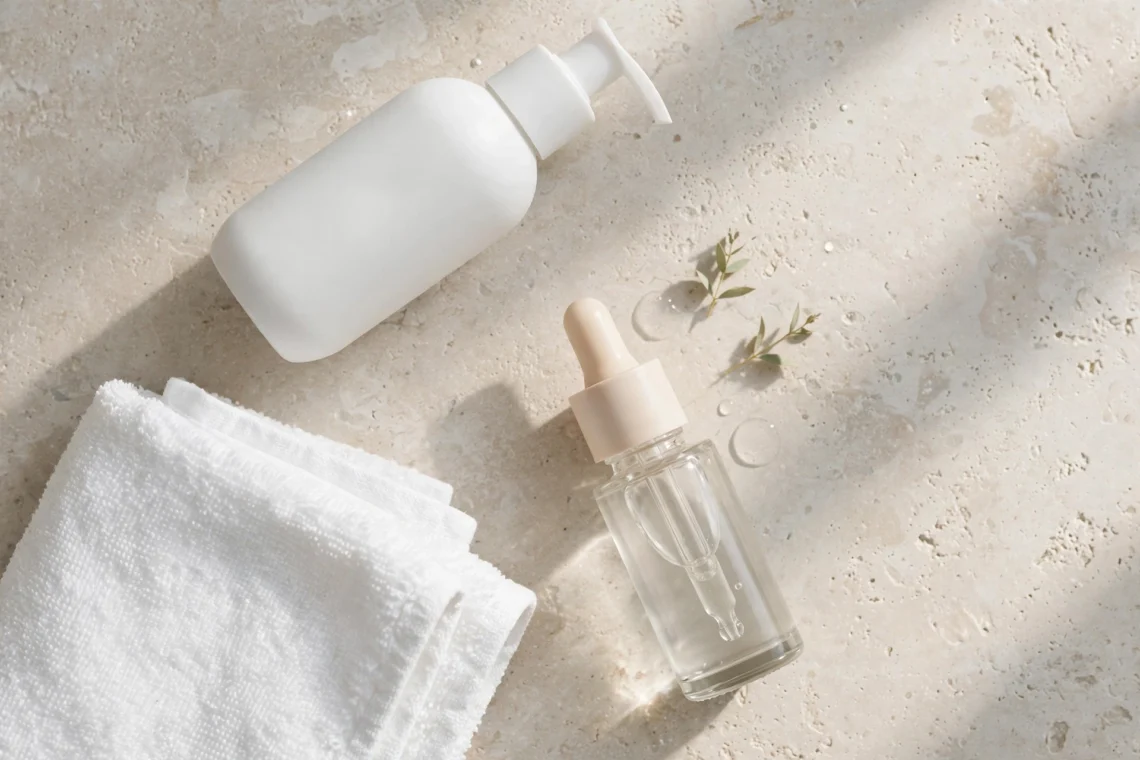 Skincare bottles and jars