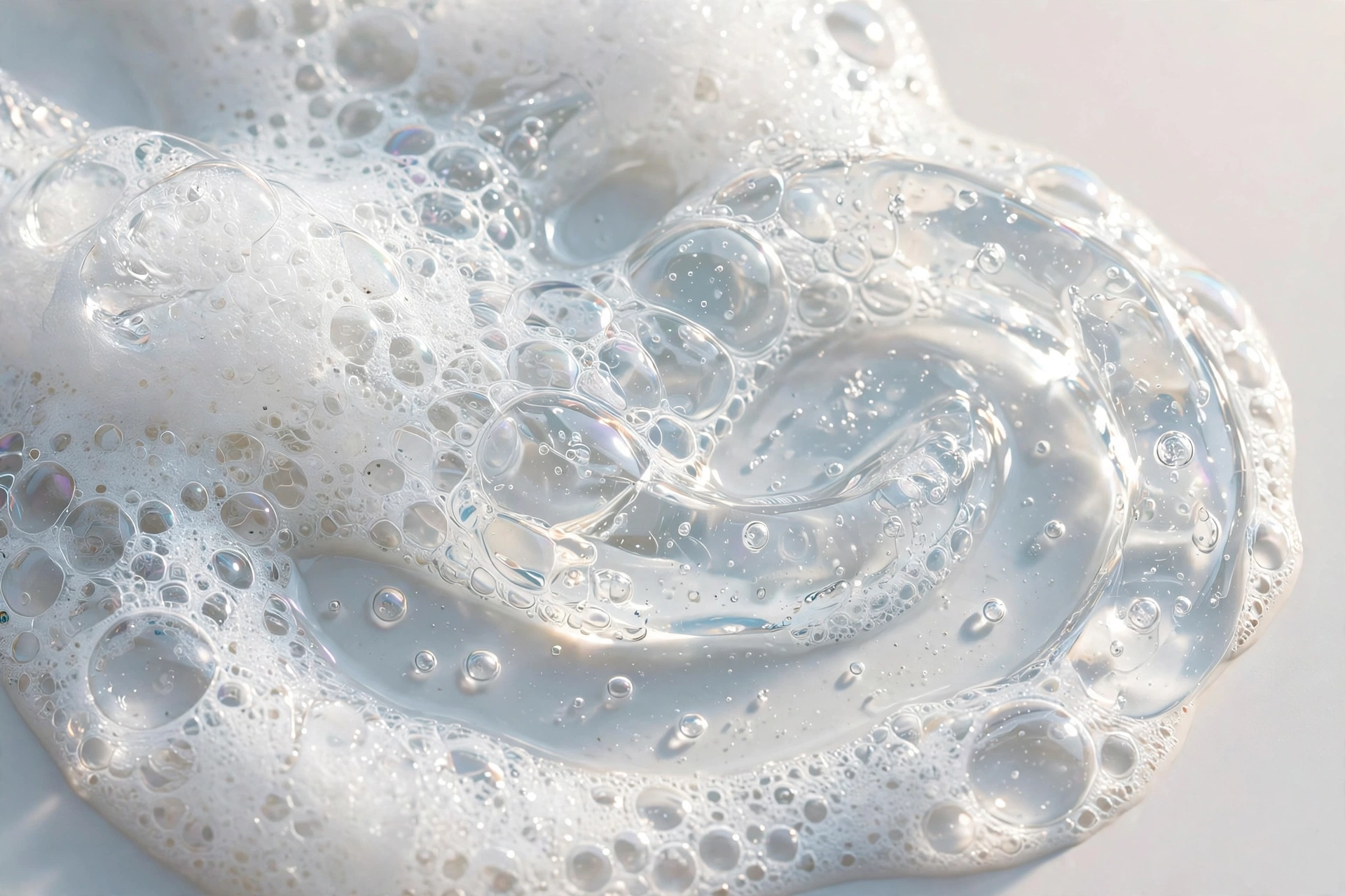 Close-up of foamy gel cleanser lather