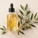 Squalane oil bottle with olive leaves